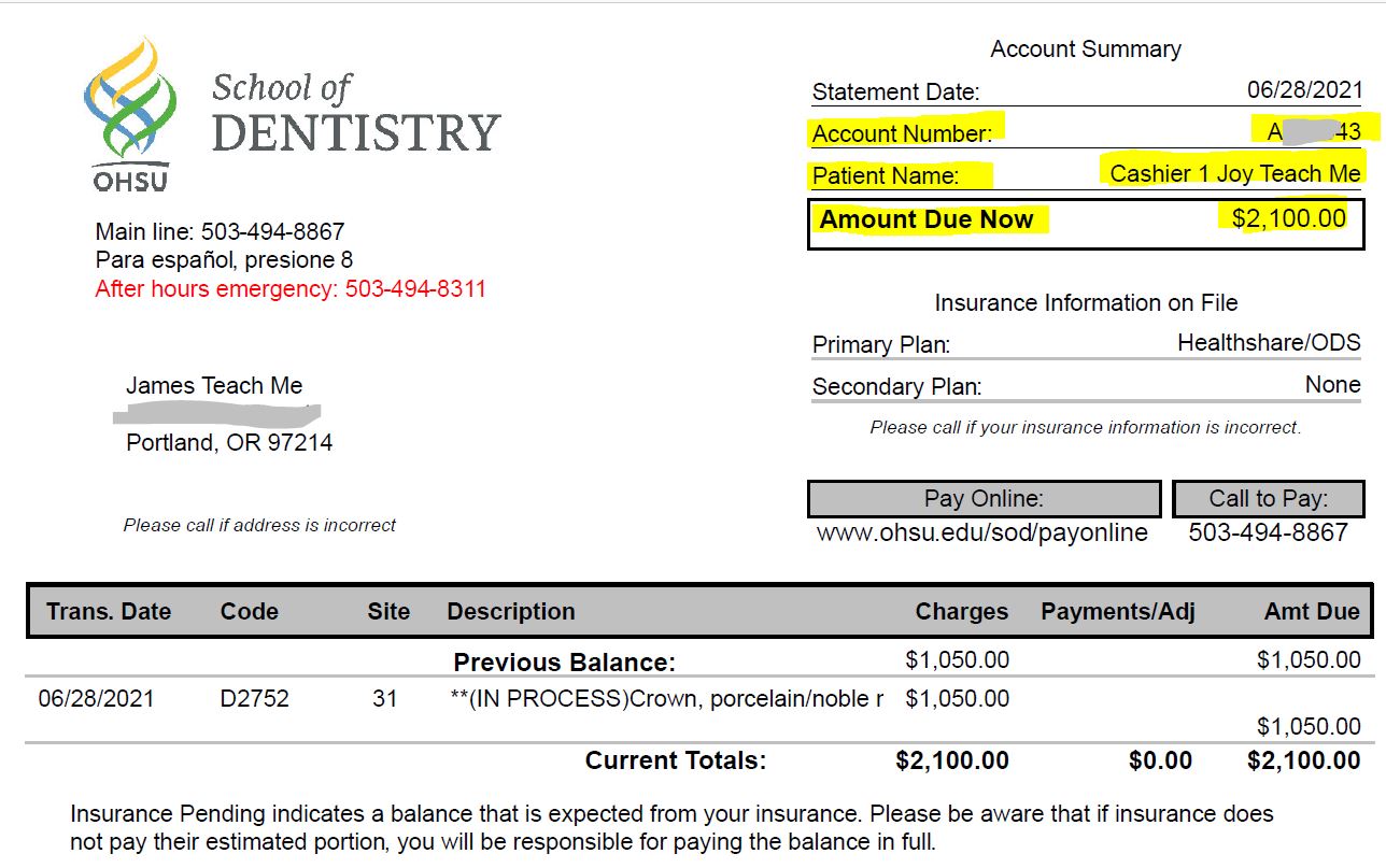 Pay for Dental Care Online OHSU